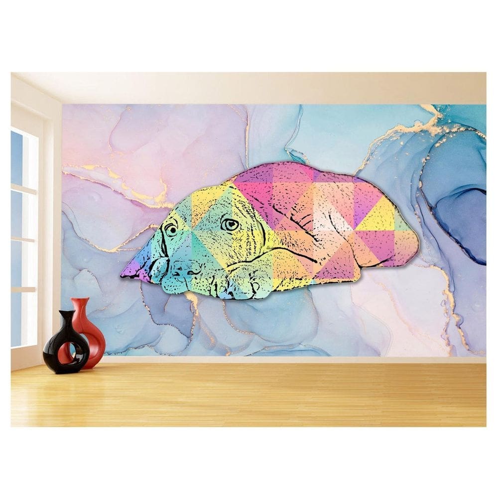 Papel De Parede 3D Animais Pop Art Cachorro Pet 3,5M Pxa216
