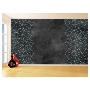 Papel De Parede Concreto Linhas Azul Turquesa 3,5M Kkt336