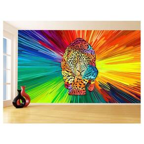 Papel De Parede 3D Animais Pop Art Onça Pintada 3,5M Pxa78
