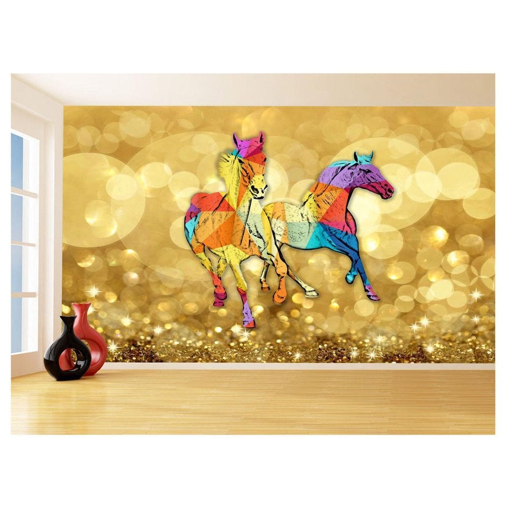Papel De Parede Animais Pop Art Cavalos Cores 3,5M Pxa375