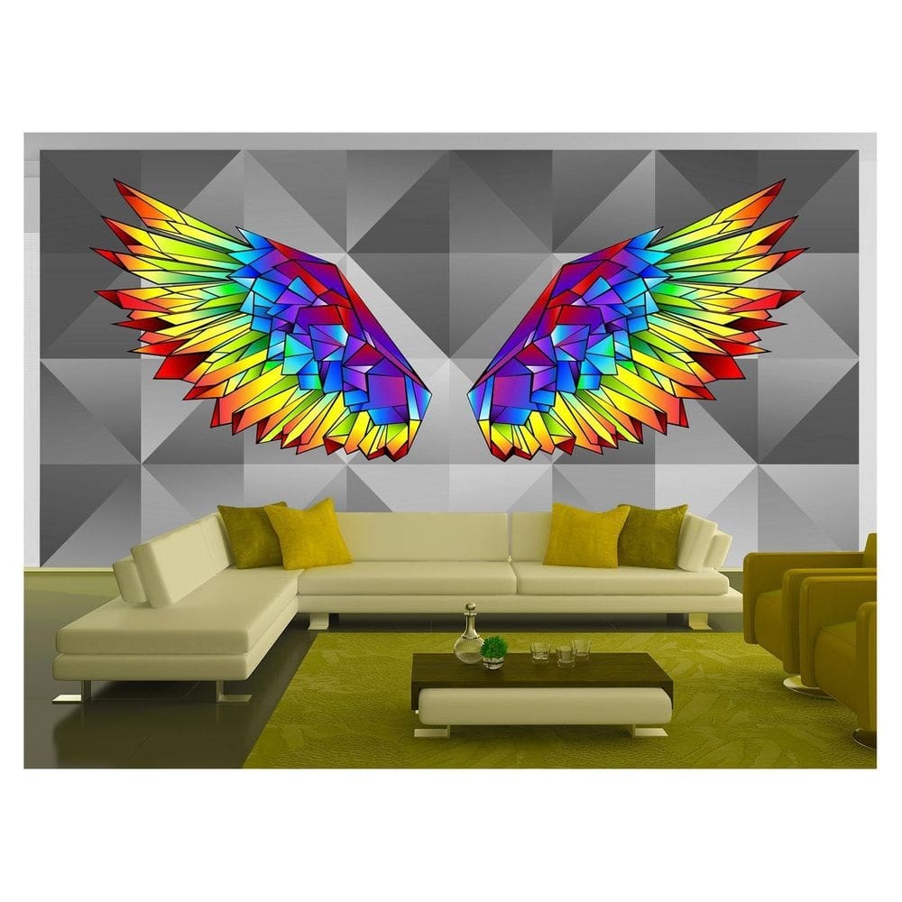 Papel De Parede 3D Arte Asas Selfie Insta Cores 3,5M Tra257