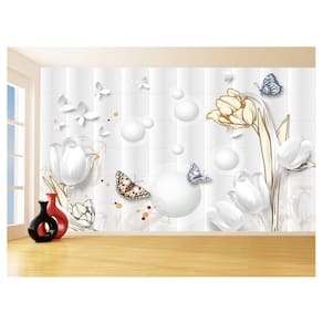 Papel De Parede 3D Floral Textura Sala Flores 3,5M Xfl265