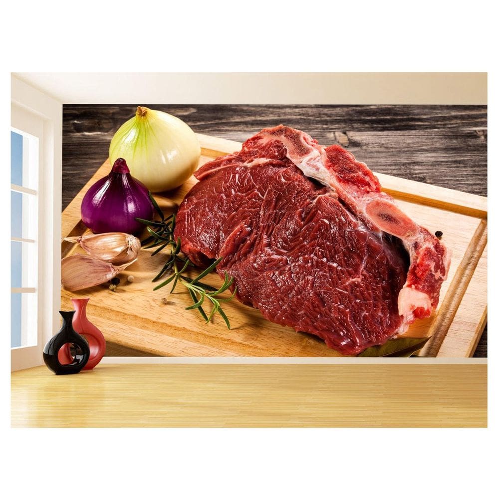 Papel De Parede 3D Alimentos Carnes Embutidos 3,5M Al481