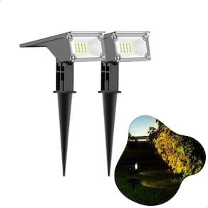 Kit 2 Luminária Led Spot Solar Espeto Jardim 10 Lúmens 3000K