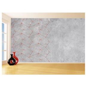 Papel De Parede 3D Concreto Linhas Dourado Rose 3,5M Kkt195