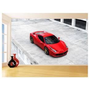Papel De Parede Carro Ferrari Vermelha Garage 3,5M Car108