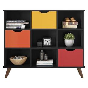 Nicho Organizador Retrô 3 Gavetas Preto Colors - Qmovi