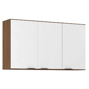 Armário Aéreo para Cozinha Firenze 3 Portas Amêndola Branco - Demóbile