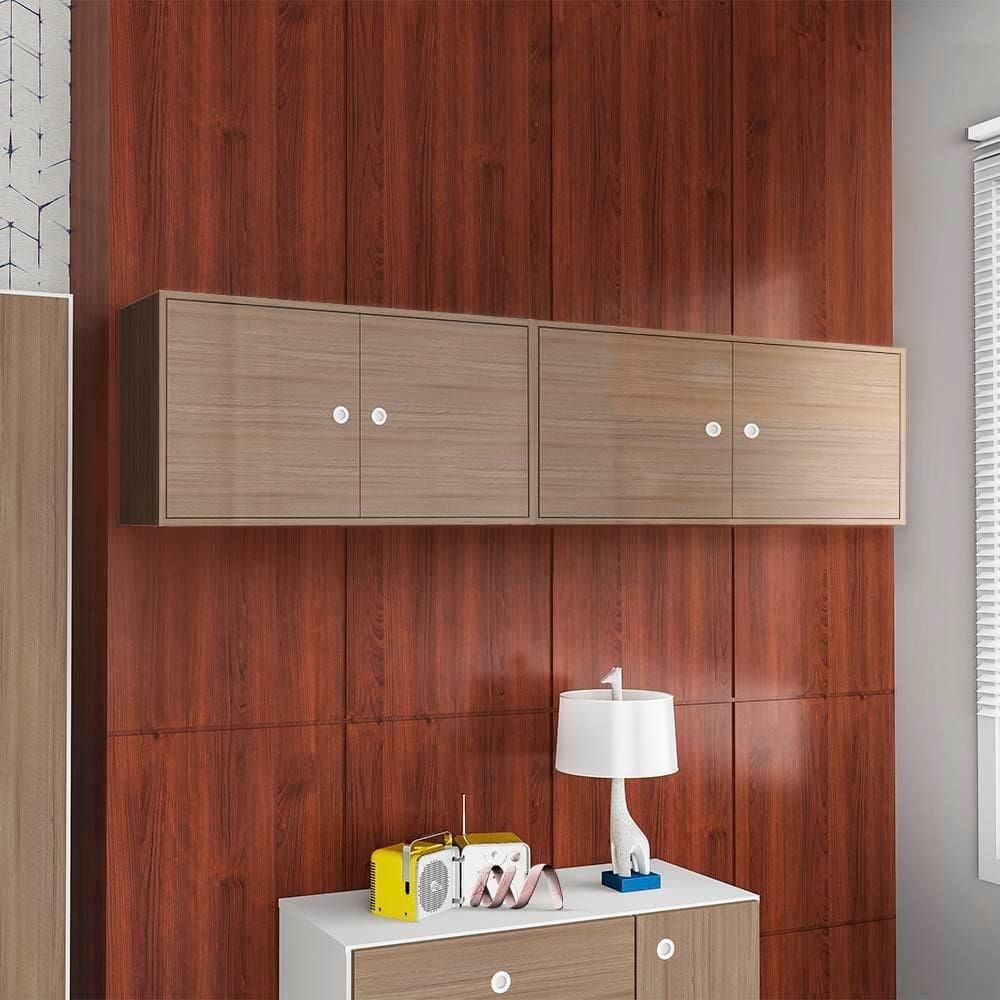 Conjunto 2 Armários Aéreos Para Dormitório 2 Portas Montana Sol Art In Móveis