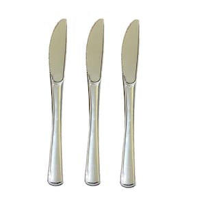 Kit 200 Facas Descartáveis De Luxo Em Plástico Prata 19,5Cm