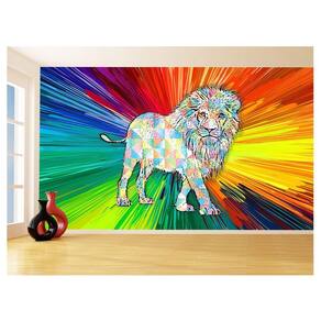 Papel De Parede Animais Pop Art Leão Rei Selva 3,5M Pxa34