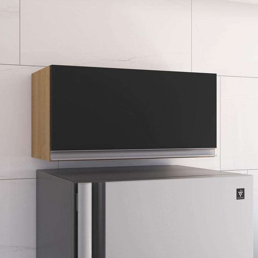 Armário Aéreo para Cozinha Ambiente Andréia 1 Porta Amendoa Preto – AJL