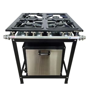 Fogão Baixa Pressão 4 Bocas Alcazon com Forno 75 Litros Tampa Inox ACZ-004+ACZF-003