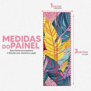 Papel De Parede Painel 3D Folhas Tropicais Colorida 1M