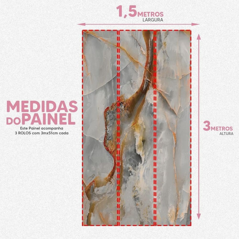 Papel De Parede Painel 3D Mármore Prata Auto Colante 1,5M