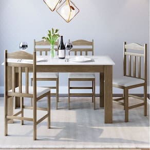 Conjunto Sala de Jantar Mesa Fixa com 4 Cadeiras Ameixa Negra