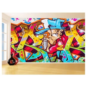 Papel De Parede 3D Arte Graffiti Mural Grafite 3,5M Tra56