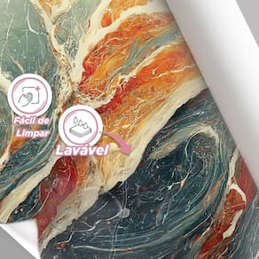 Papel De Parede Painel 3D Mármore Branco Cinza Vermelho 2M