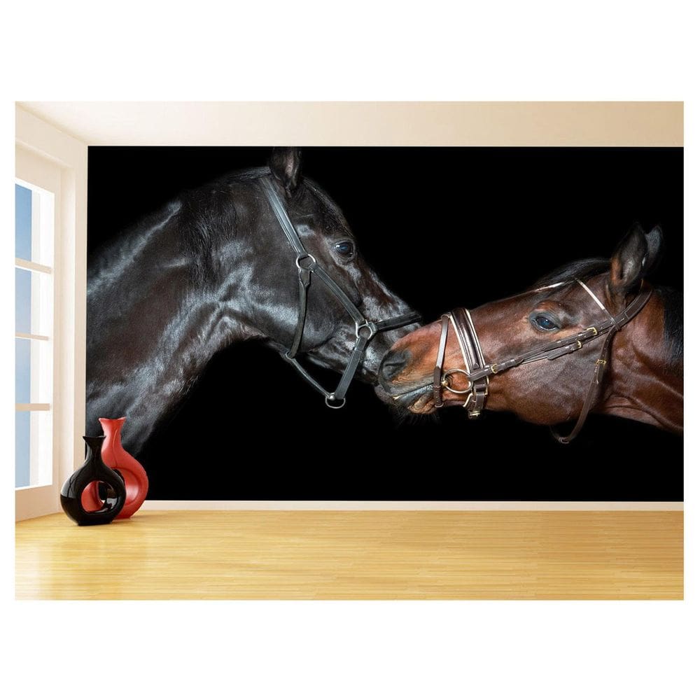 Papel De Parede Animais Casal Cavalos Fazenda 3,5M Anm311