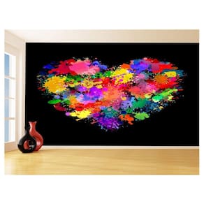 Papel De Parede Arte Coração Colorido Pintura 3,5M Tra111