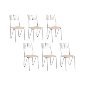 Cadeiras de Cozinha Nápoles C045 Kit 6 Un Cromada - Assento Nude 16 - Kappesberg