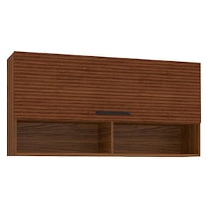 Armário Aéreo Ametista 1 Porta Basculante 120 cm Nogueira Ripado - Kits Paraná