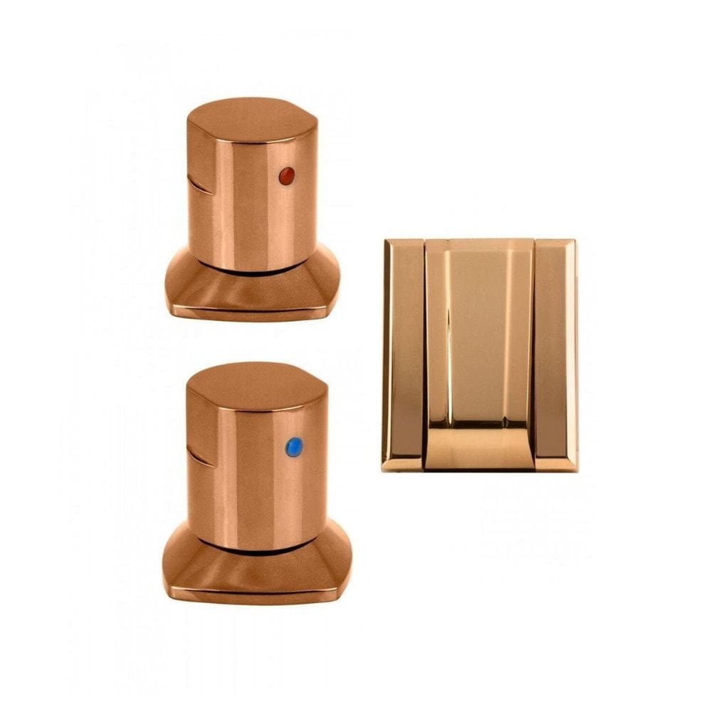 Kit com 2 Acabamento Registro e 1 Válvula de Descarga Ducon Metais Rosé Gold