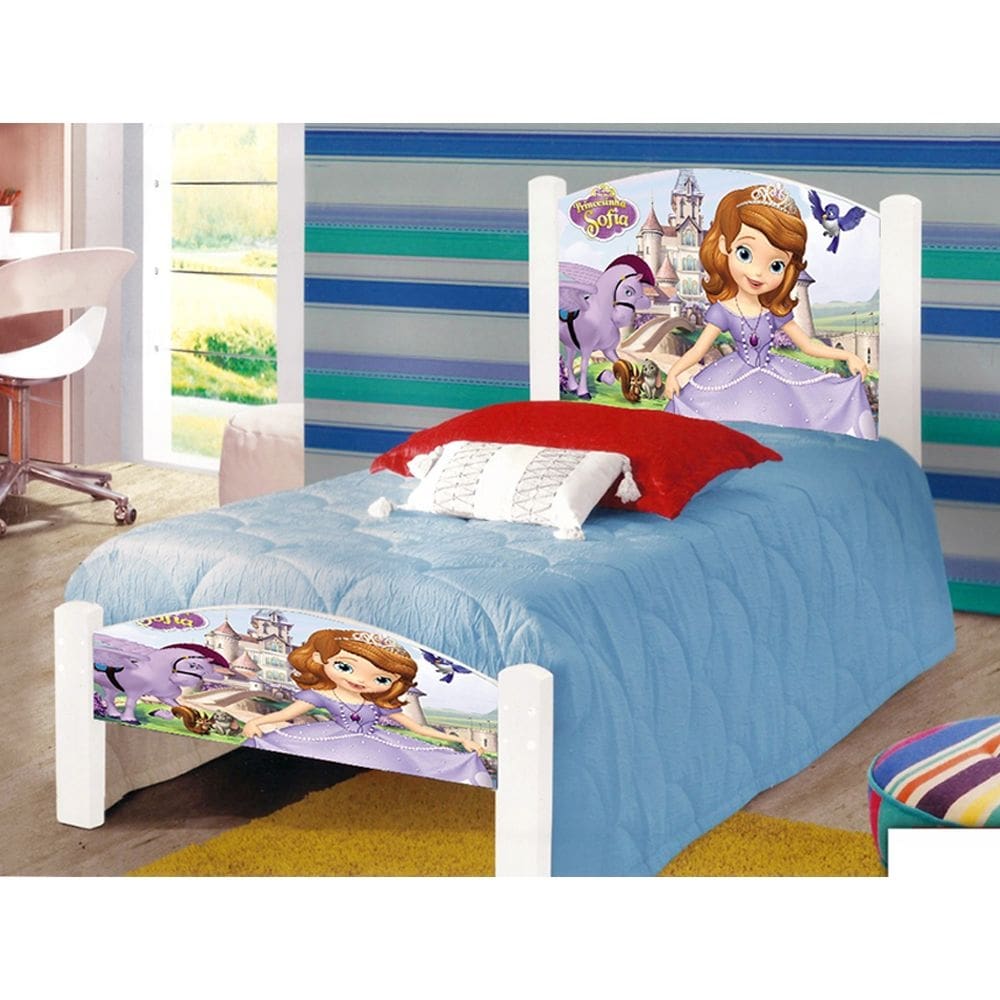 Cama Montessoriana Infantil Solteiro Adesivada Princesa Sofia
