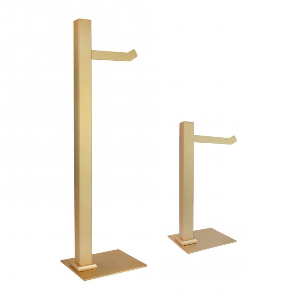 Kit 01 Papeleira uma Haste e 01 Porta Toalhas de Bancada Ouro Fosco Ducon Metais Ouro Fosco