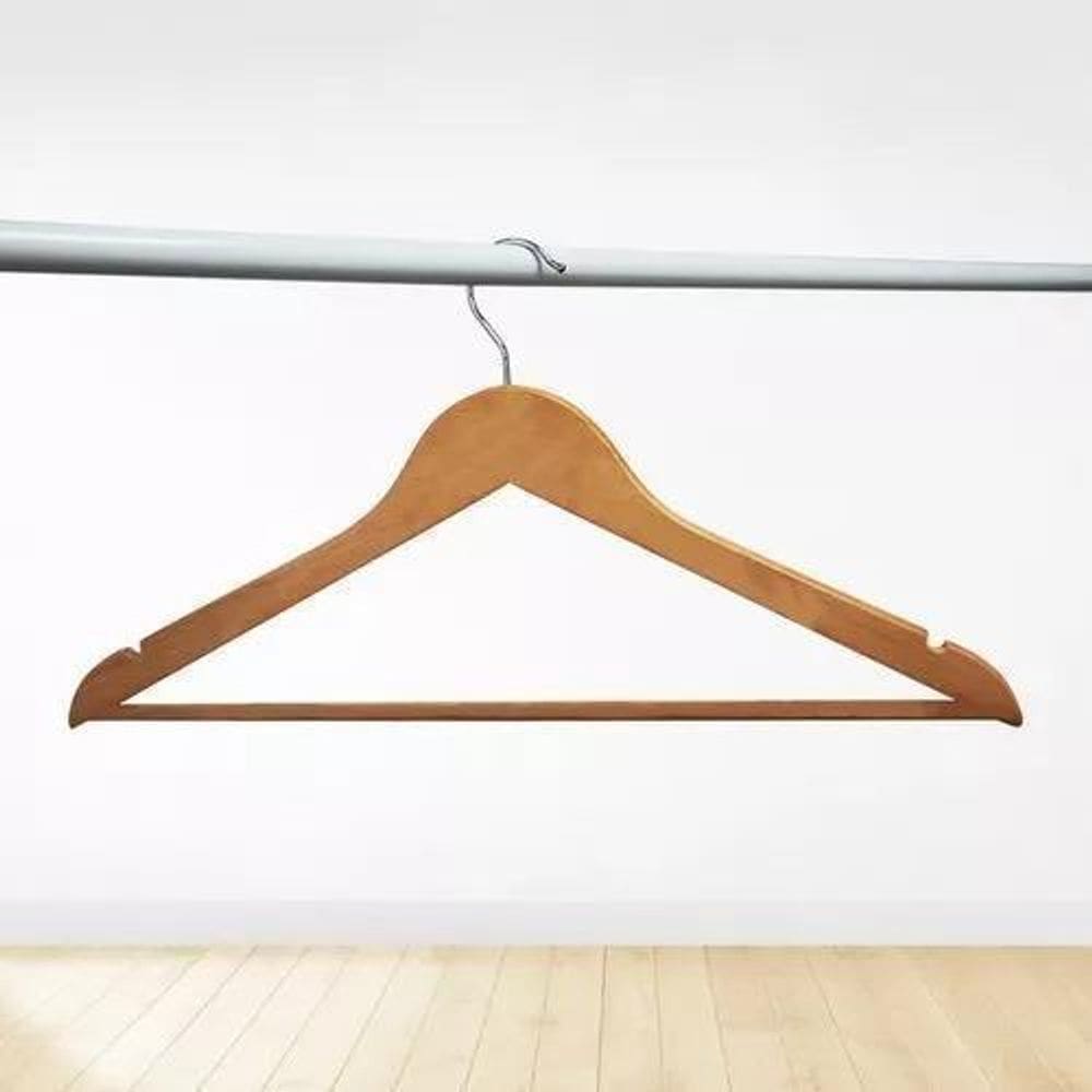 Kit 6 Cabide De Madeira Com Gancho Organizador Para Roupas