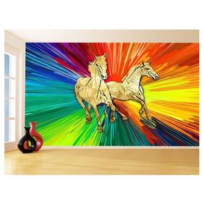 Papel De Parede Animais Pop Art Cavalos Cores 3,5M Pxa354