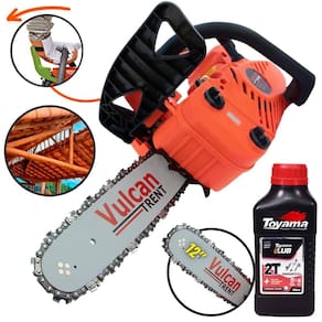 Motosserra Á Gasolina Vulcan VSL250 Motor 2T 25,4cc 0,9HP 11.000RPM Com Sabre 12” Leve e Portátil de Fácil Manuseio + ÓLEO TOYAMA 2T