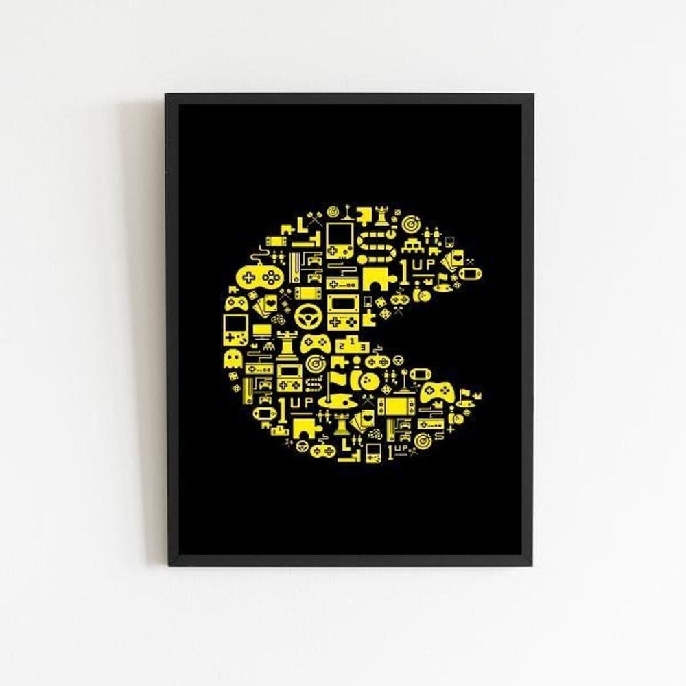 Quadro Gamer Games Símbolos 24X18Cm - Com Vidro
