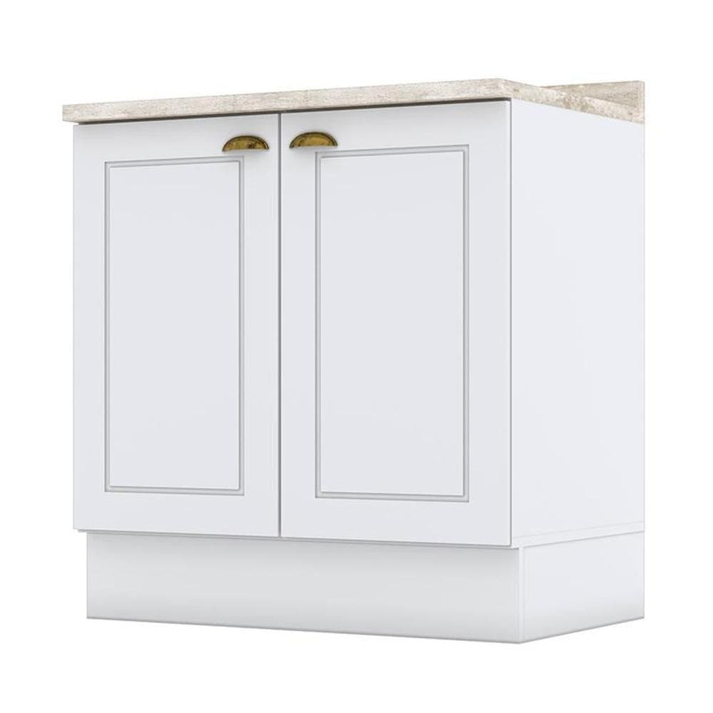 Balcão 2 Portas 80 cm Americana Branco com Tampo Calcare – Henn