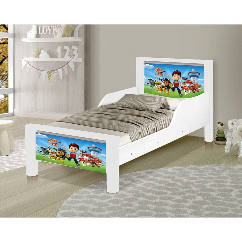 Mini Cama Montessoriana Infantil Cães Adesivada com Colchão