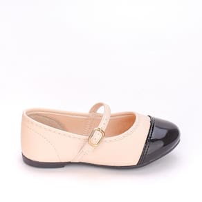 Sapatilha Bailarina Kidy Soft Bicolor Marfim e Preto