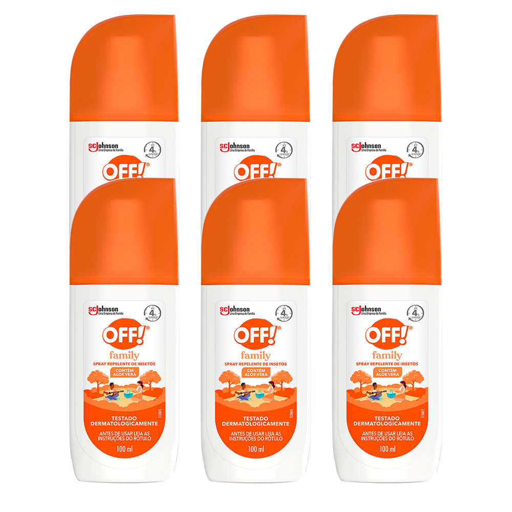 Repelente Spray Off Family 4h 100ml - Kit c/ 6 unidades