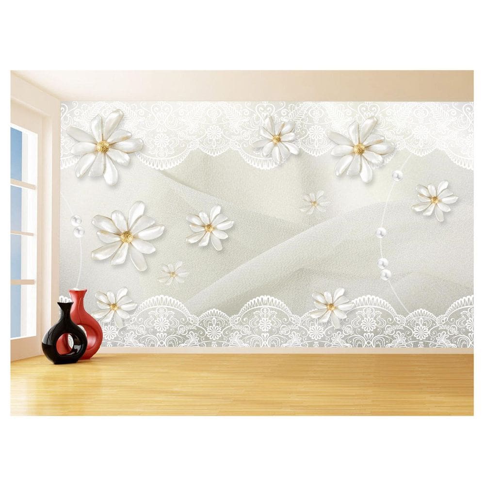 Papel De Parede 3D Floral Textura Sala Flores 3,5M Xfl299