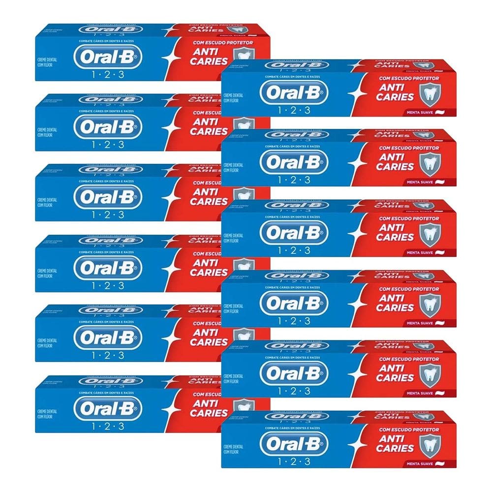 Kit 12 und Creme Dental Oral-B 123 Anticaries 70g