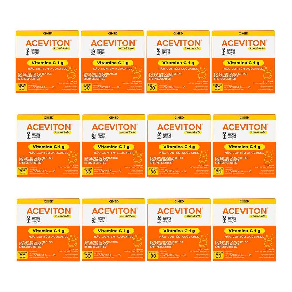 Kit 12 unidades Aceviton Vitamina C 1g 30 Comprimidos
