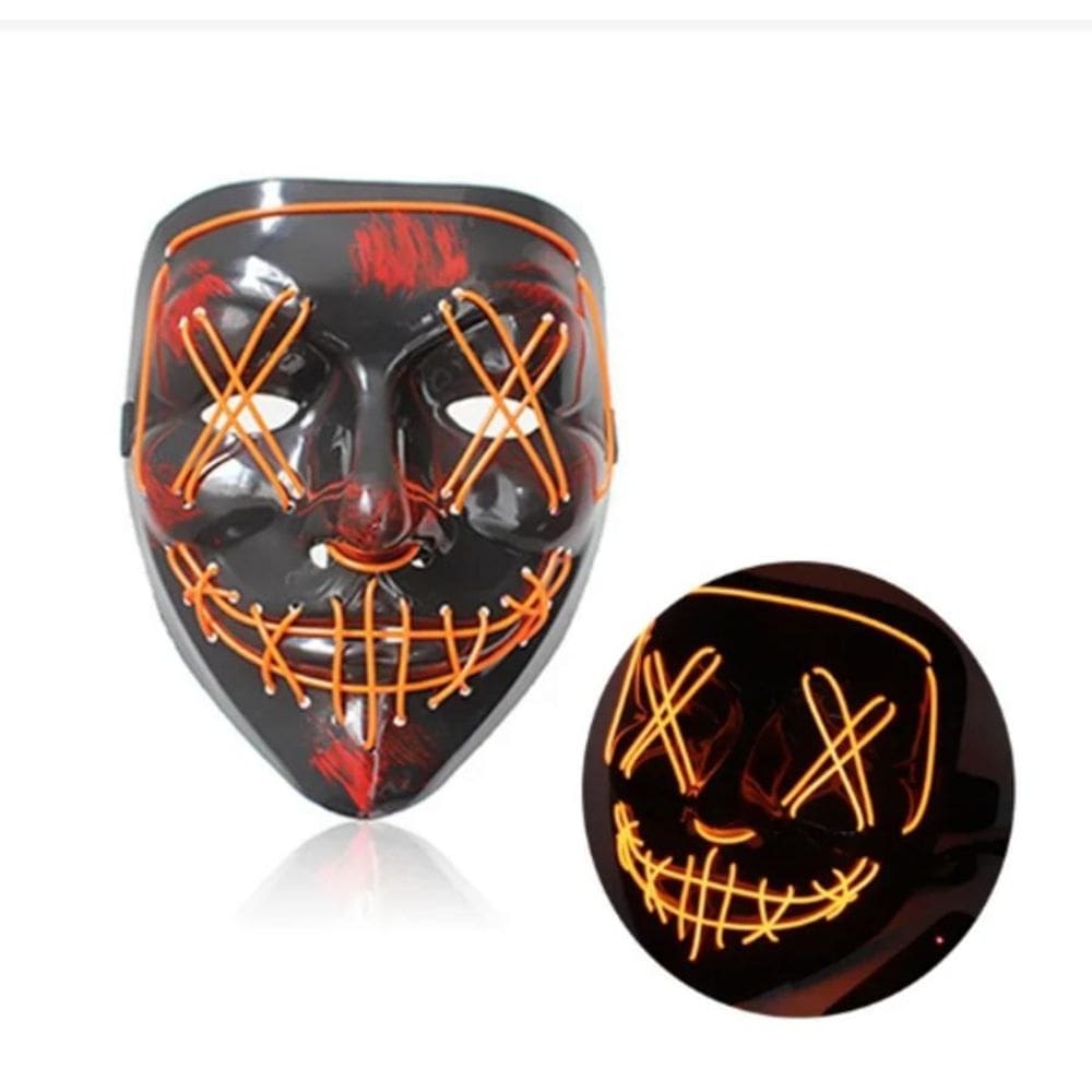 Mascara Led Festa Neon Fio Duplo - Laranja - Led