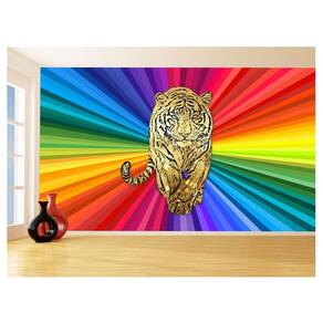 Papel De Parede 3D Animais Pop Art Tigre Felino 3,5M Pxa131