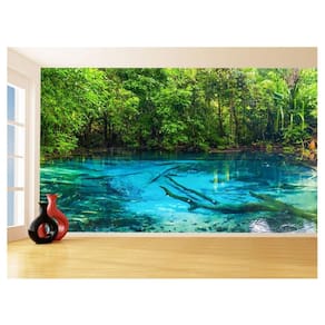 Papel De Parede 3D Lago Lagoa Azul Água Árvores 3,5M Nlk151