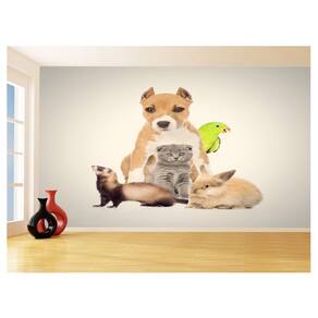 Papel De Parede 3D Animais Cão Gato Petshop 3,5M Anm421