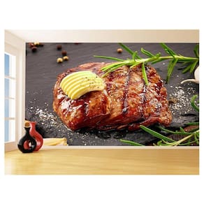 Papel De Parede Alimentos Carne Churrasco Bife 3,5M Al285