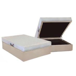 Cama Box Baú Casal: Colchão Espuma Herval D28 / AG65 Frontier + Base CRC Suede Clean(138x188)