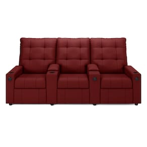 Poltrona Reclinável Para Cinema Parma 3 Lugares Baú USB Veludo Vermelho FH1 - D`Rossi