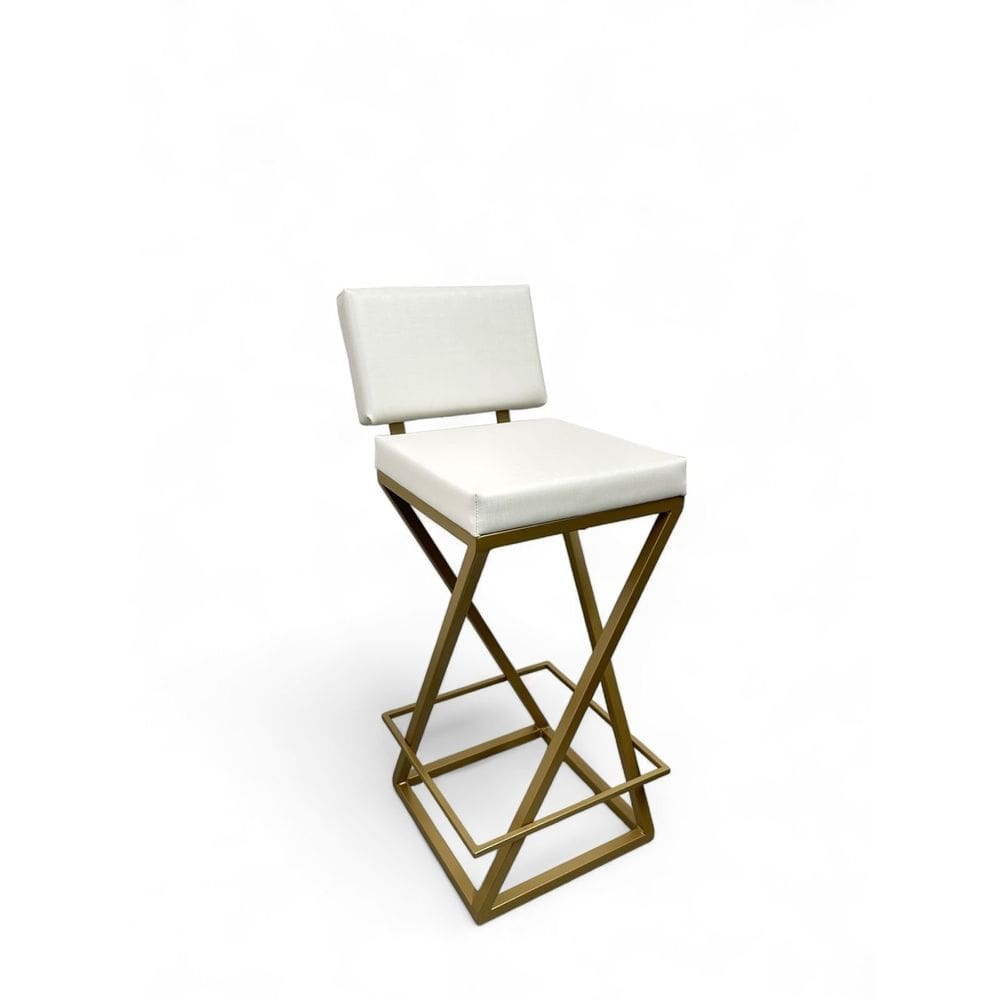 Banqueta Zênite com Encosto Estofada Metalon Dourado