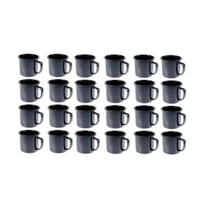 Caneca Esmaltada Retro 150Ml Preta Vintage Jogo 36 Pcs