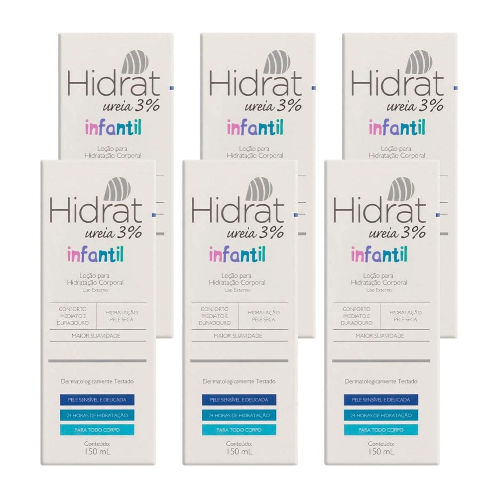 Kit c/ 6 Hidrat Ureia 3% Loção Hidratante Infantil 150ml